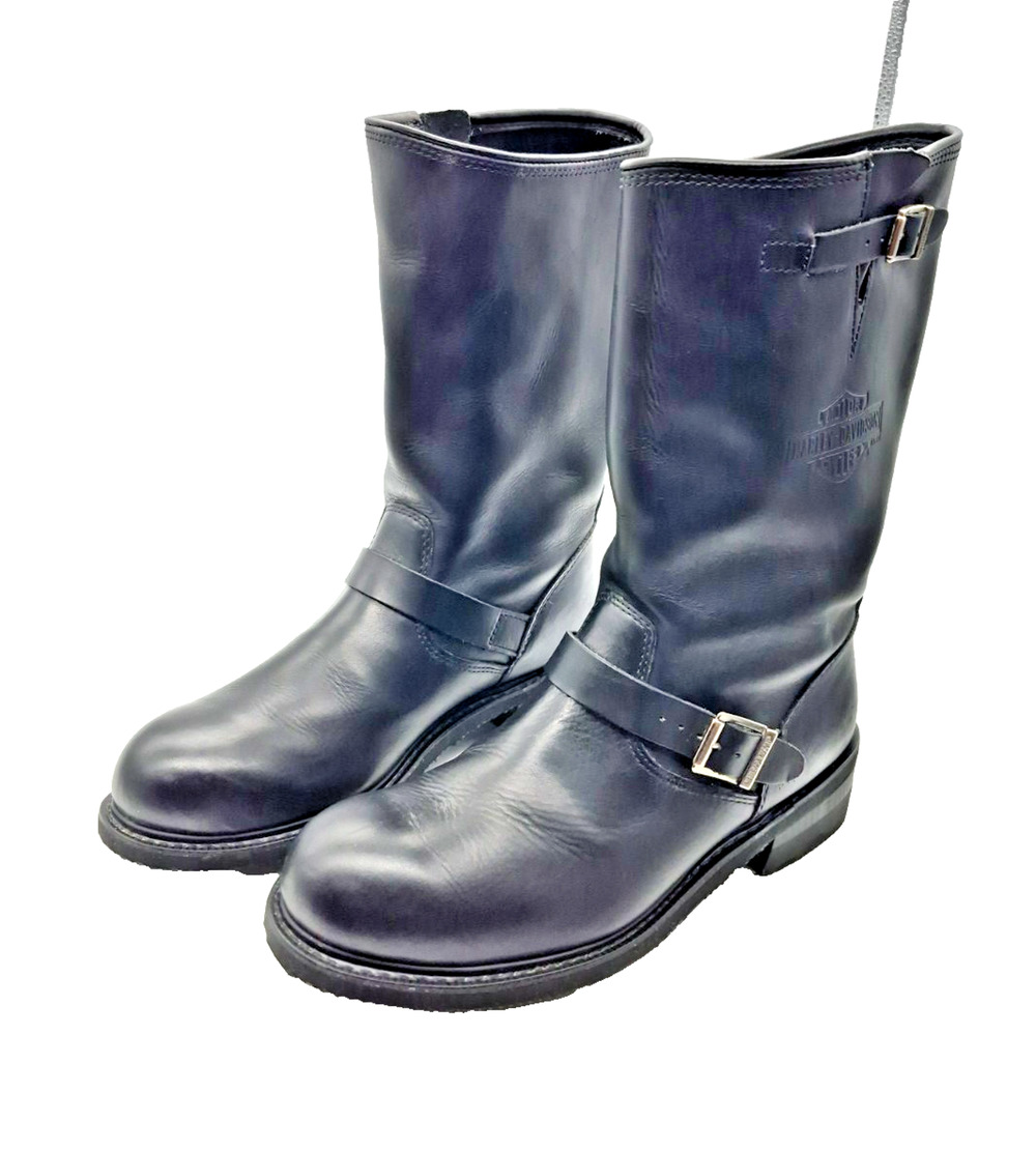 Harley-Davidson Black Leather Motorcycle Engineer Boots Men's Size 12 # 98412